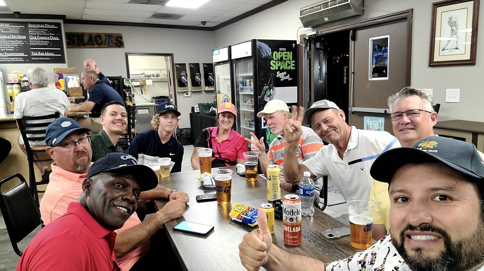 Hanging out at the clubhouse after golf